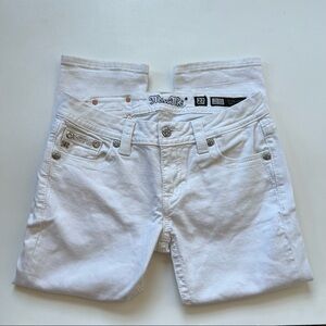 Miss Me White Mid Rise Easy Crop Jeans Casual Embellished Pockets Size 27